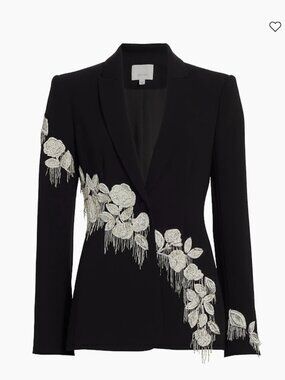 NWT $795 CINQ A SEPT CANDACE EMBELLISHED BLAZER BLACK SZ 6